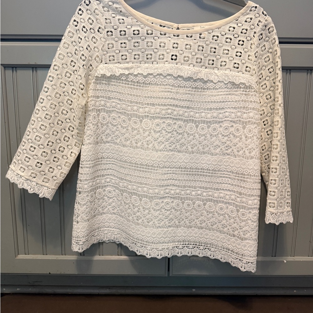 Joke Women’s White Lace Crochet Top - Classic Elegant Style